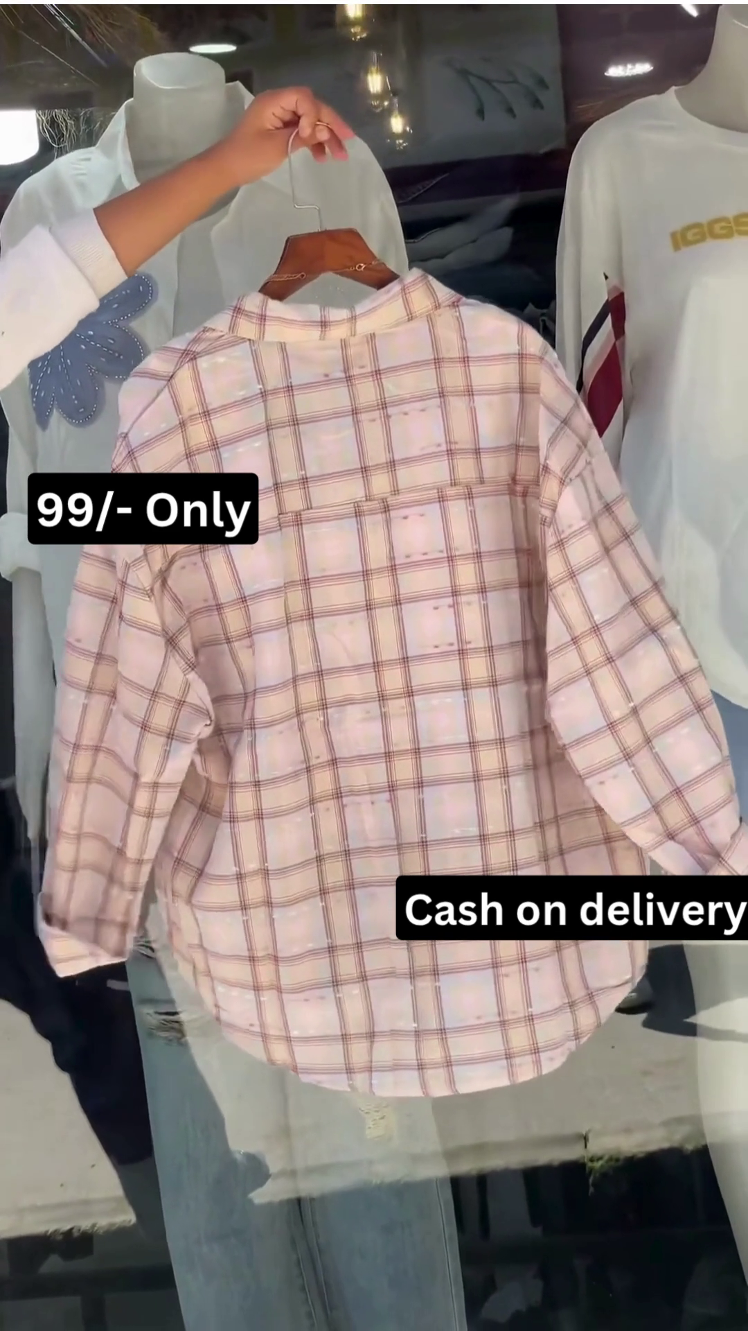 Trendy Layered Look: Pink Check Shirt with Inner Top