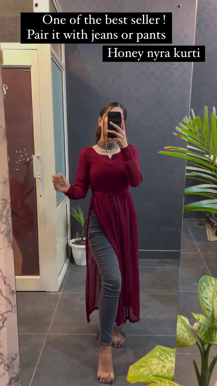 Flowy Honey Nyra Kurti – Statement Style with Effortless Grace