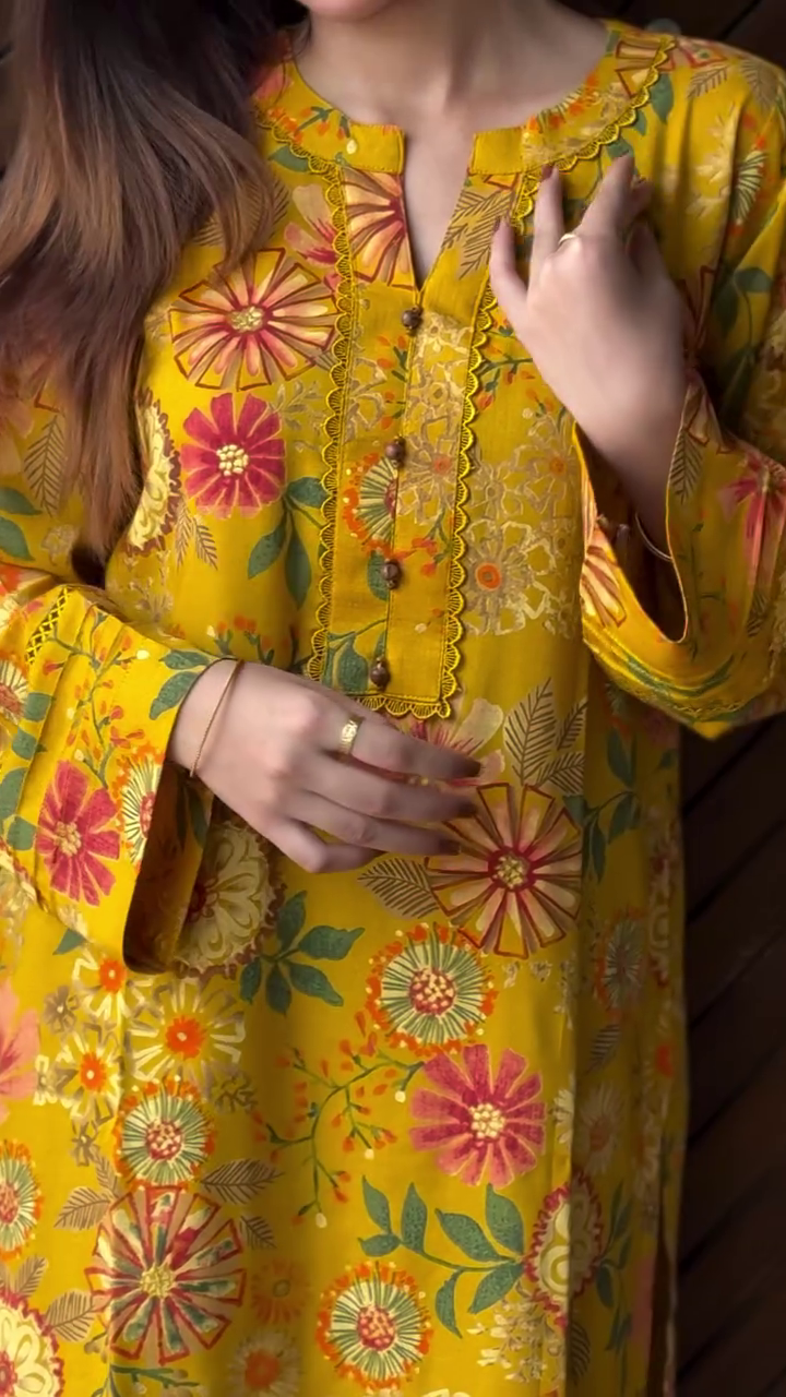 Sunny Mustard Floral Kurta – Bright, Cheerful & Timelessly Elegant