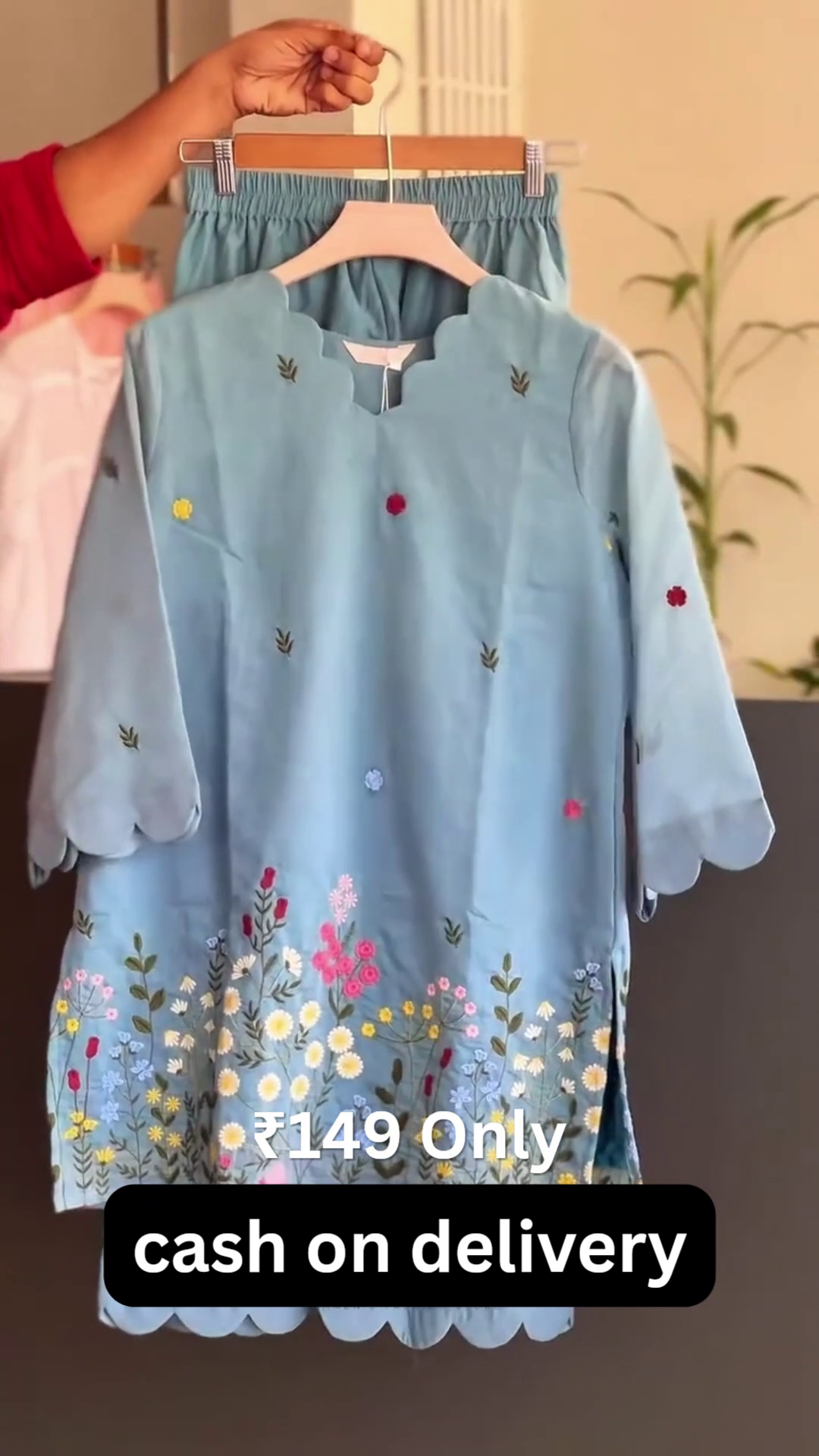 Elegant Sky Blue Floral Kurti Set – Soft, Stylish & Summer Ready