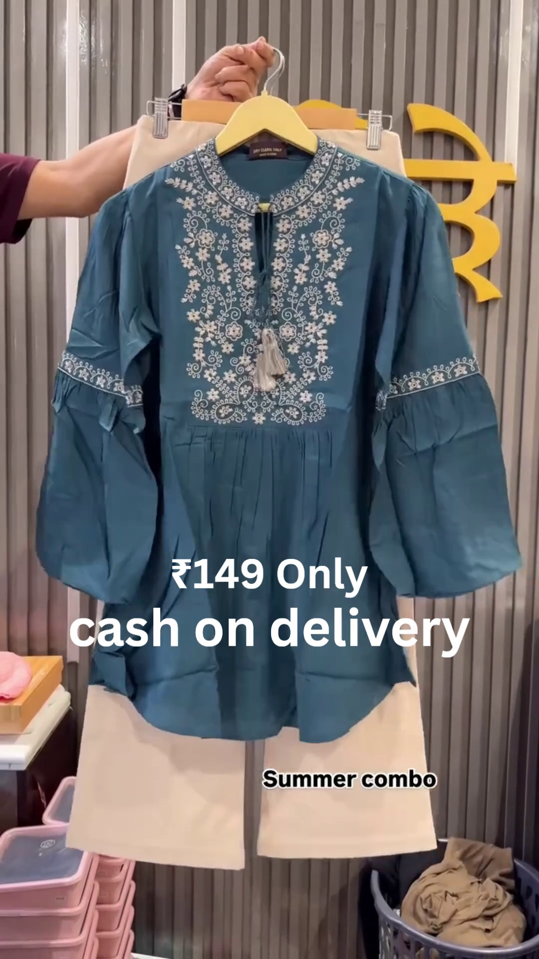 Graceful Teal Embroidered Kurti Set – Perfect Summer Ethnic Combo