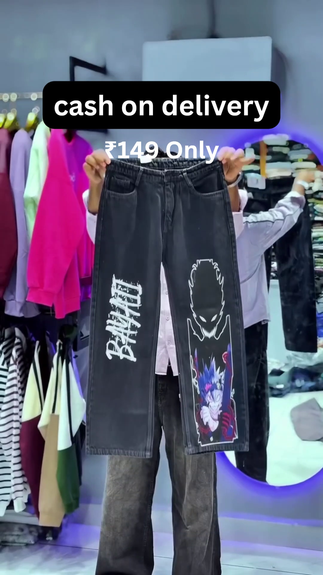 Edgy Black Graphic Denim – Bold Streetwear Statement