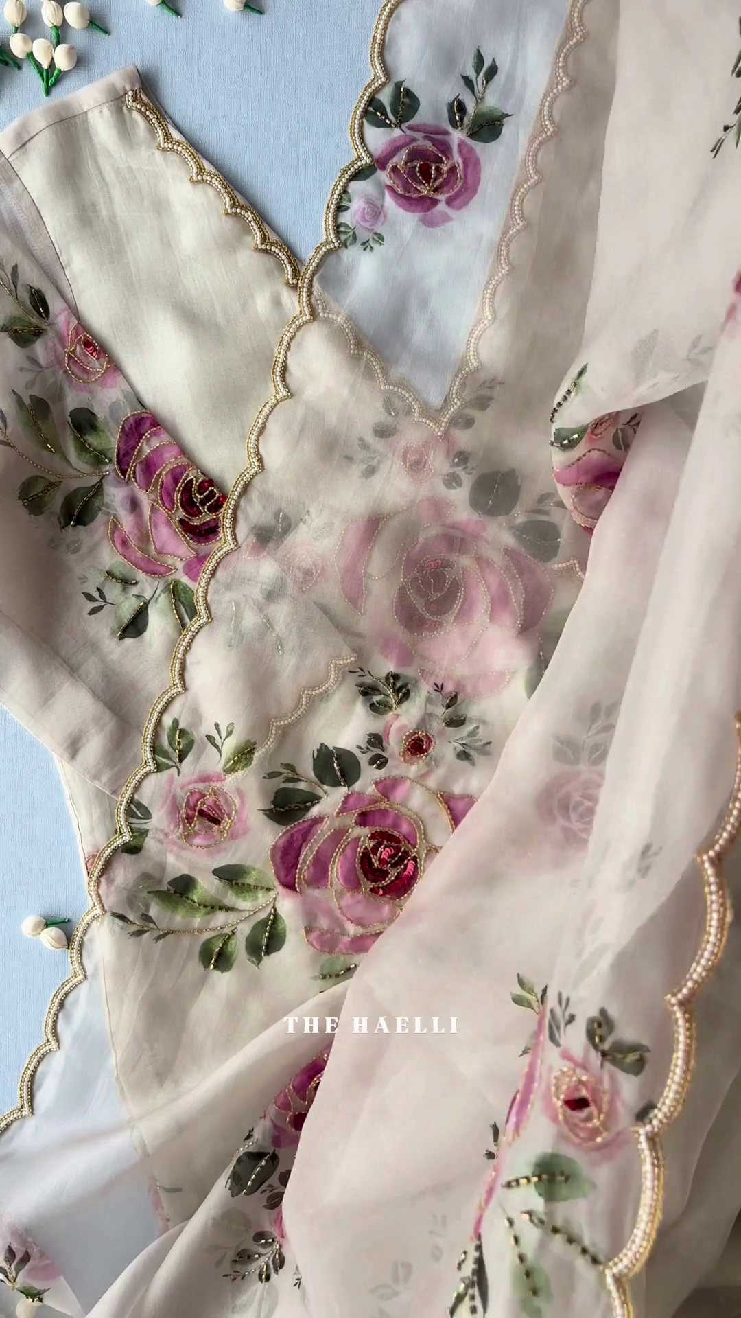 Elegant Floral Organza Suit – Soft, Sheer & Premium Look