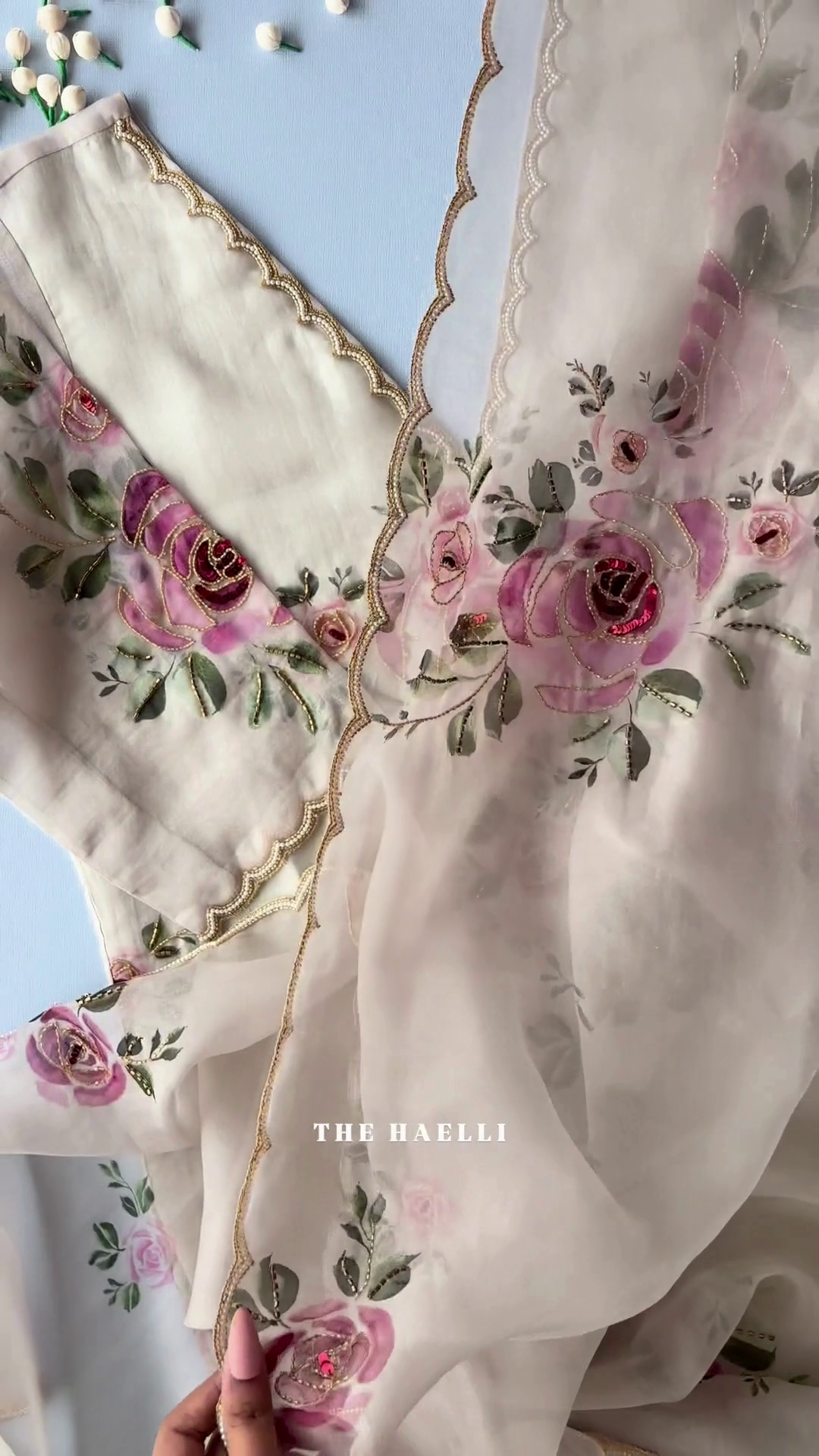 Elegant Floral Organza Suit – Soft, Sheer & Premium Look