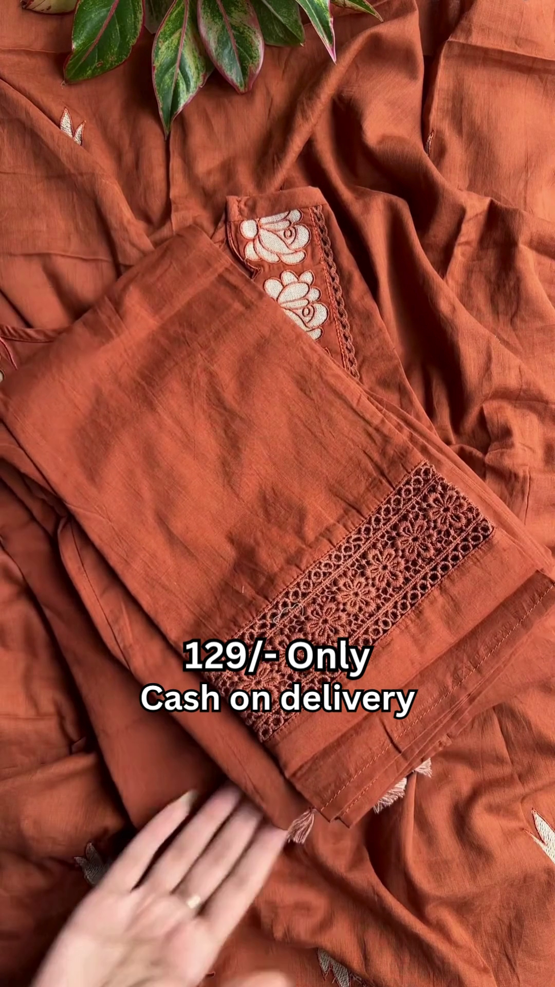 Chic Rust Orange Kurta Set – Floral Embroidery & Stylish Finish