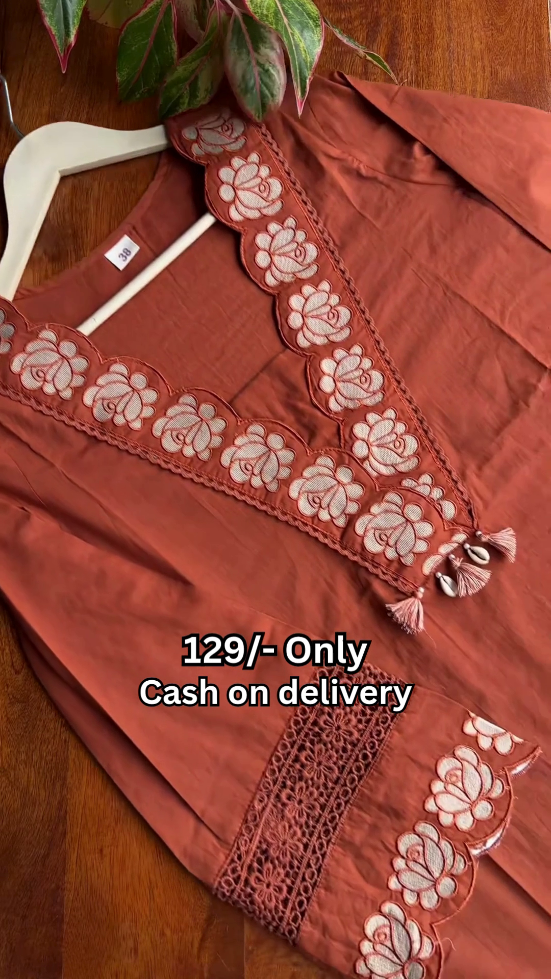 Chic Rust Orange Kurta Set – Floral Embroidery & Stylish Finish