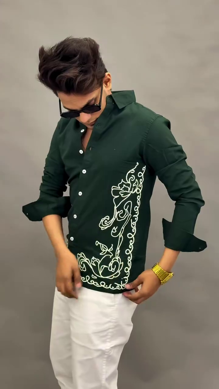 Trendy Pink Embroidered Party Shirt