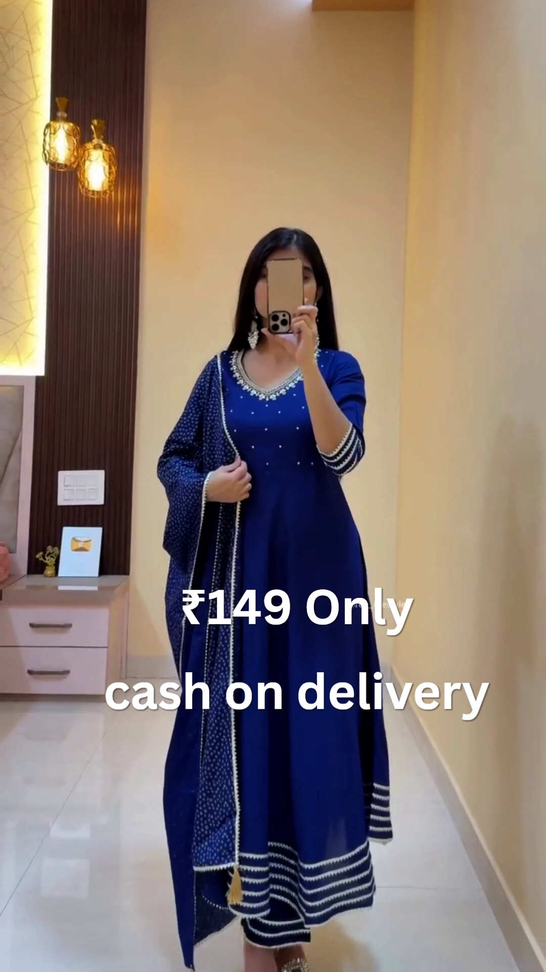 Royal Blue Elegant Anarkali Suit Set