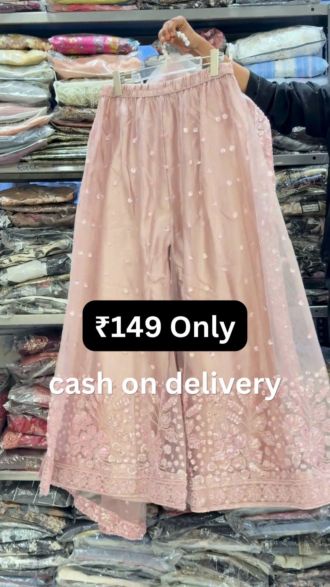 Elegant Baby Pink Embroidered Palazzo Pants