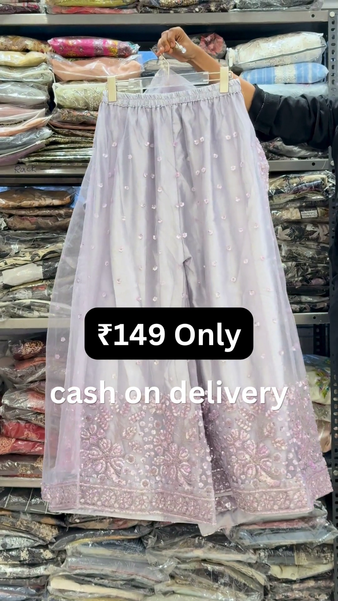 Elegant Baby Pink Embroidered Palazzo Pants