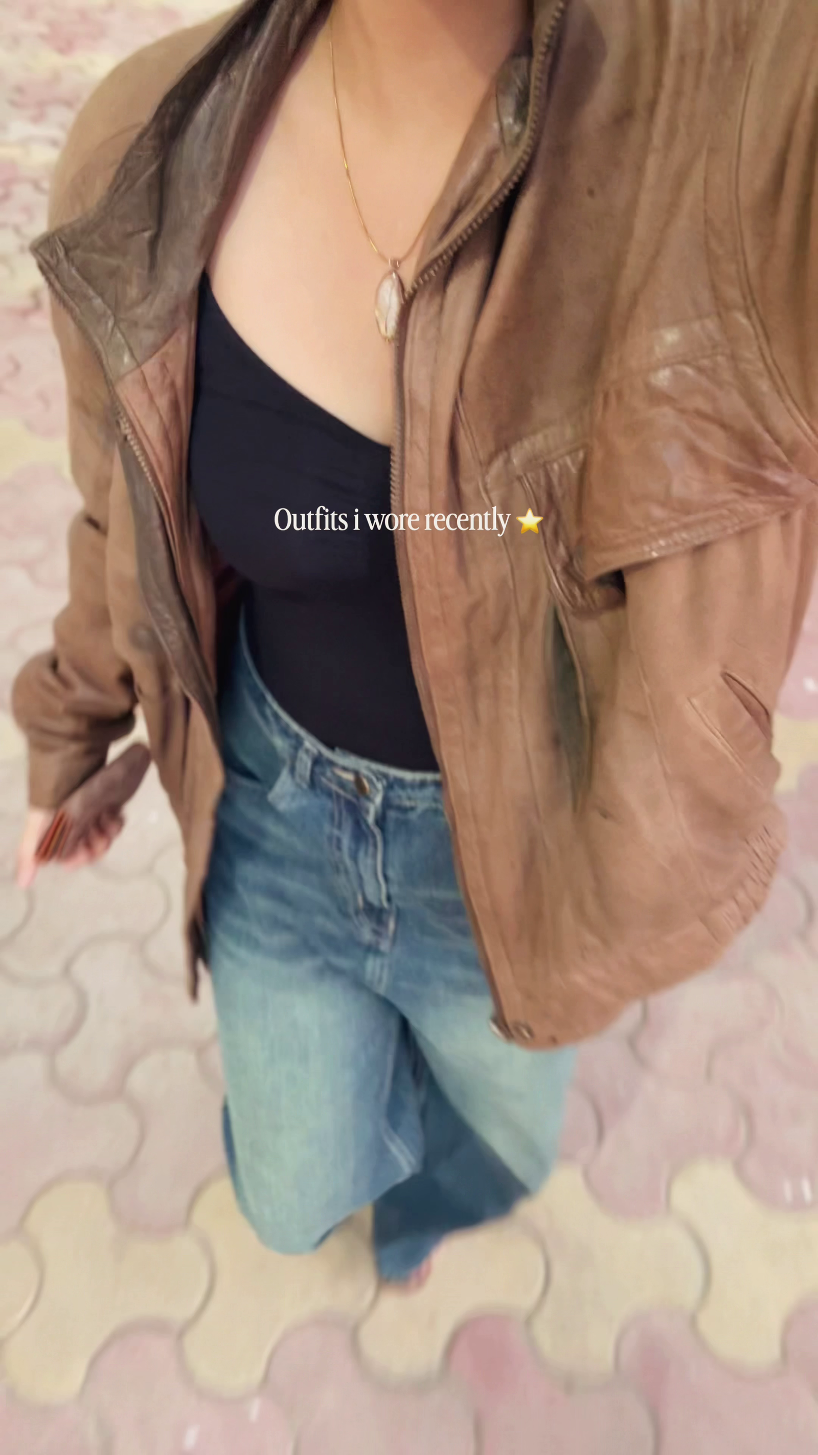 Trendy Brown Casual Top with Denim Look