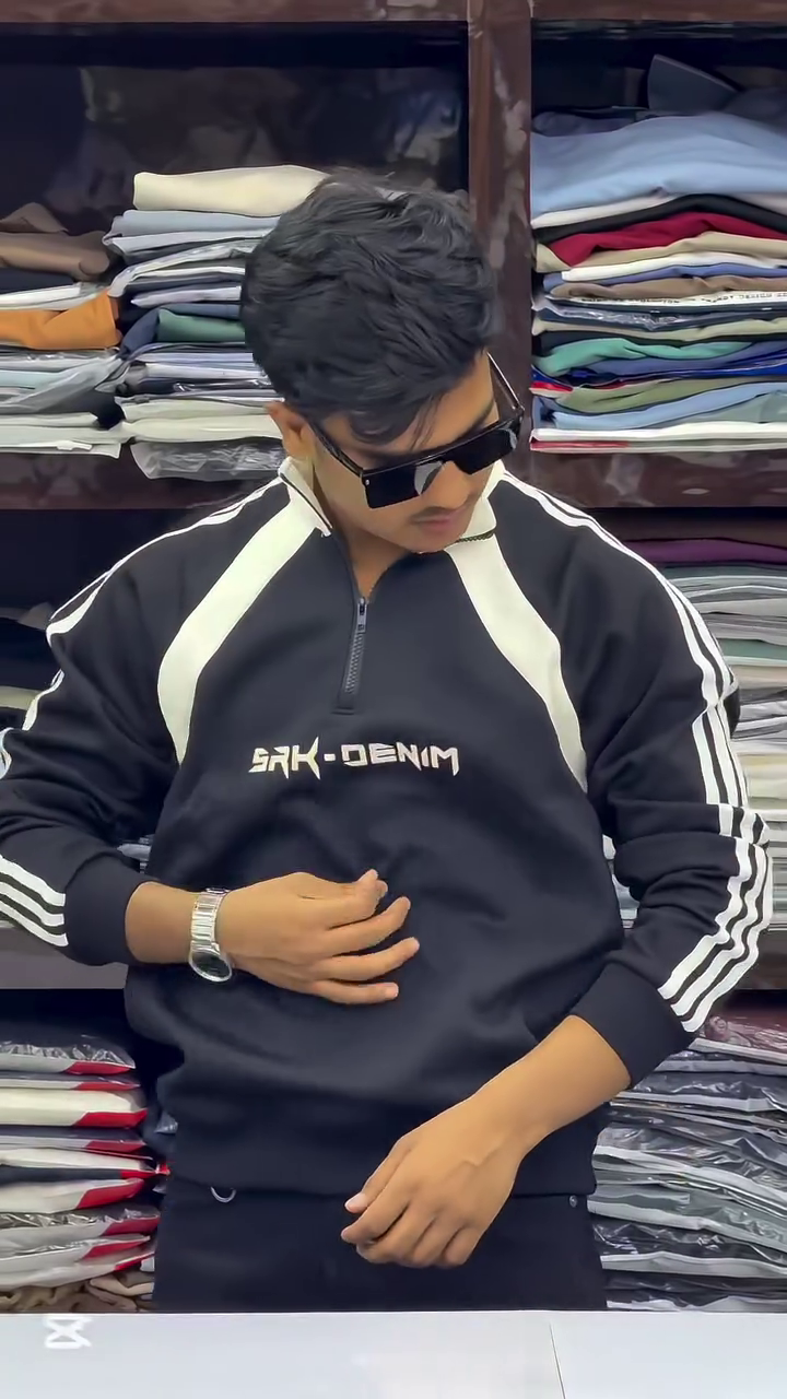 Trendy Brown Half-Zip Sweatshirt for Men