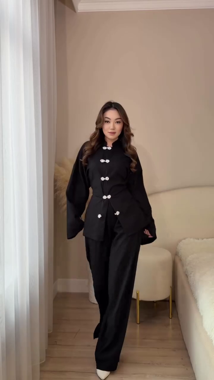 Luxury Black Satin Co-Ord Set for Women