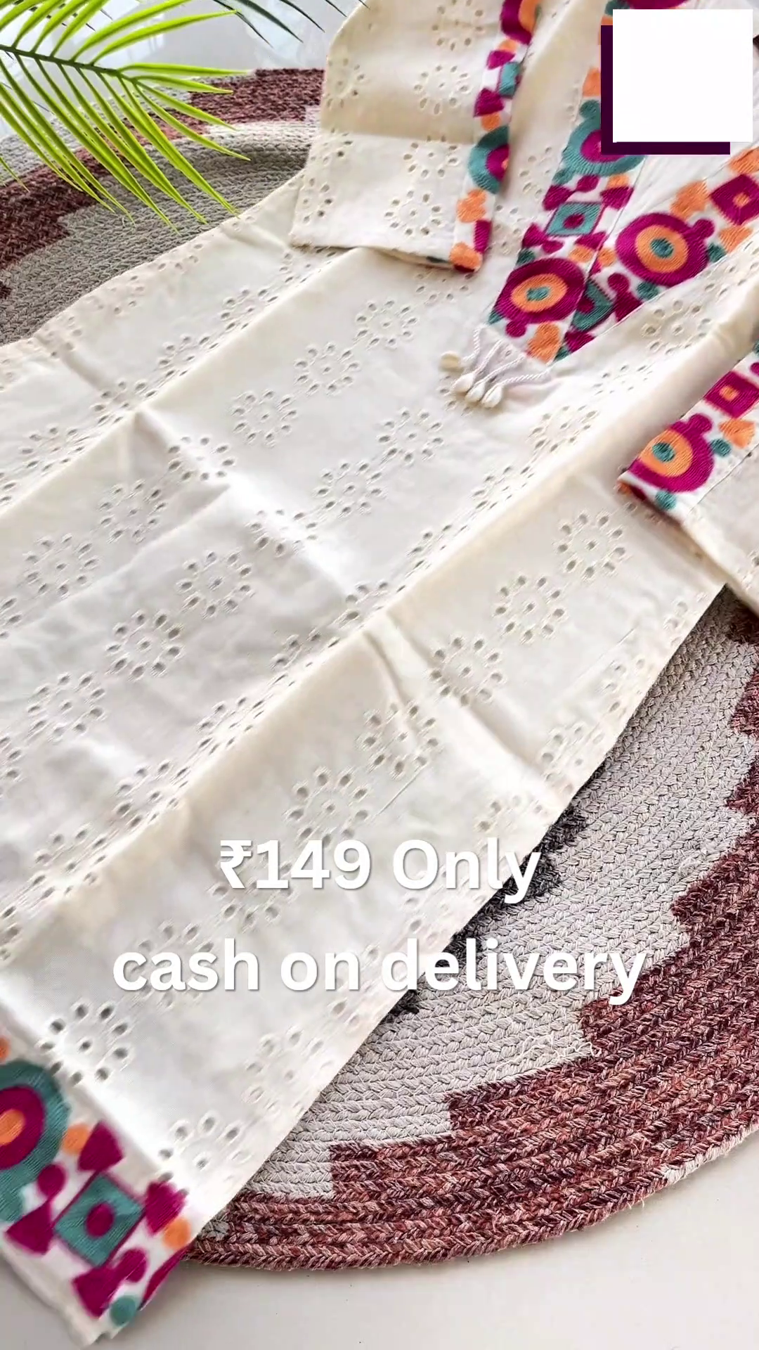 Stylish White Embroidered Kurti for Women