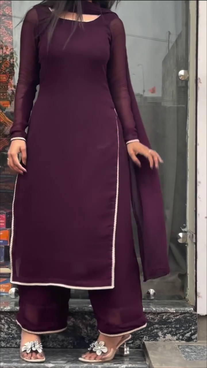 Elegant Wine Purple Ethnic Suit Set for Women
