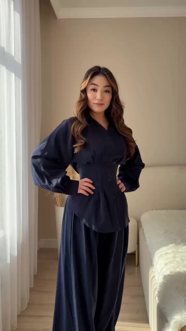 Classic Navy Blue Elegant Co-Ord Outfit