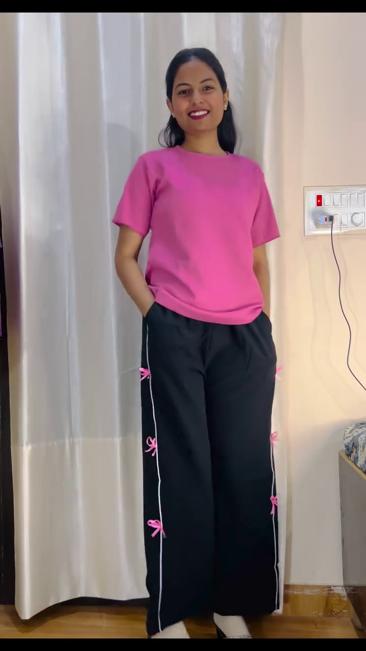 Cute Pink Tee with Stylish Wide Leg Pants