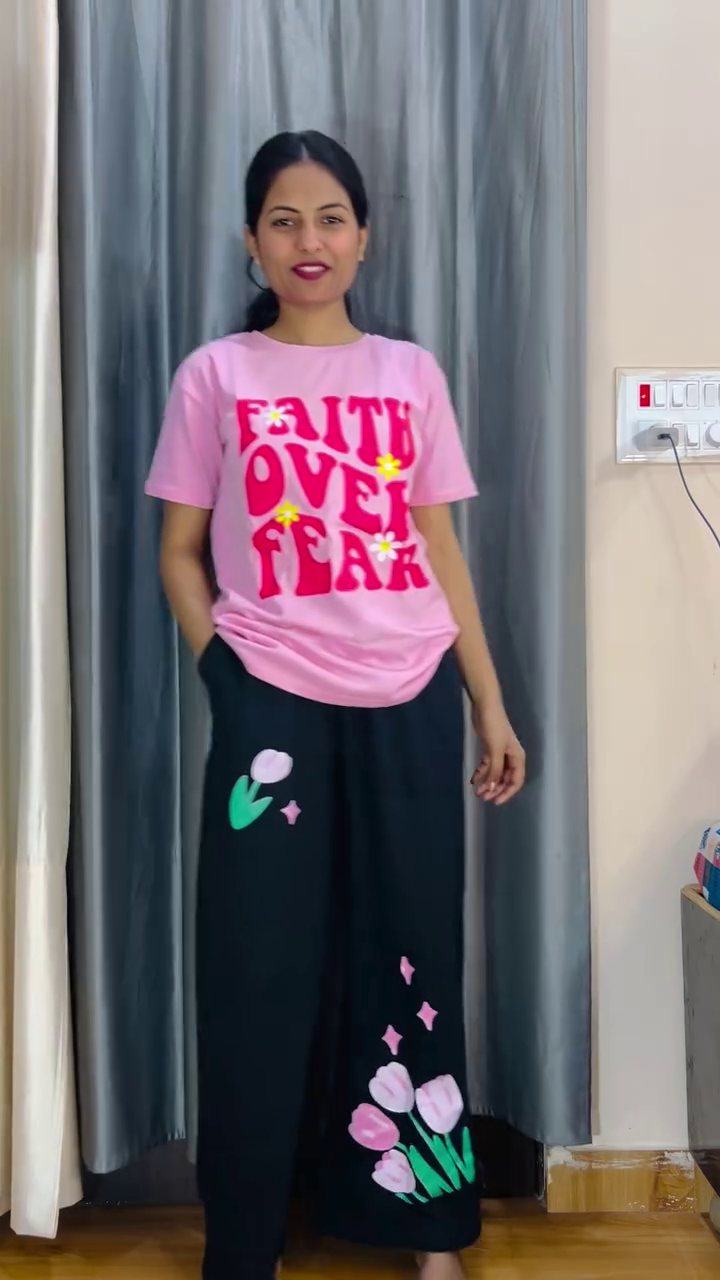 Cute Pink Tee with Stylish Wide Leg Pants