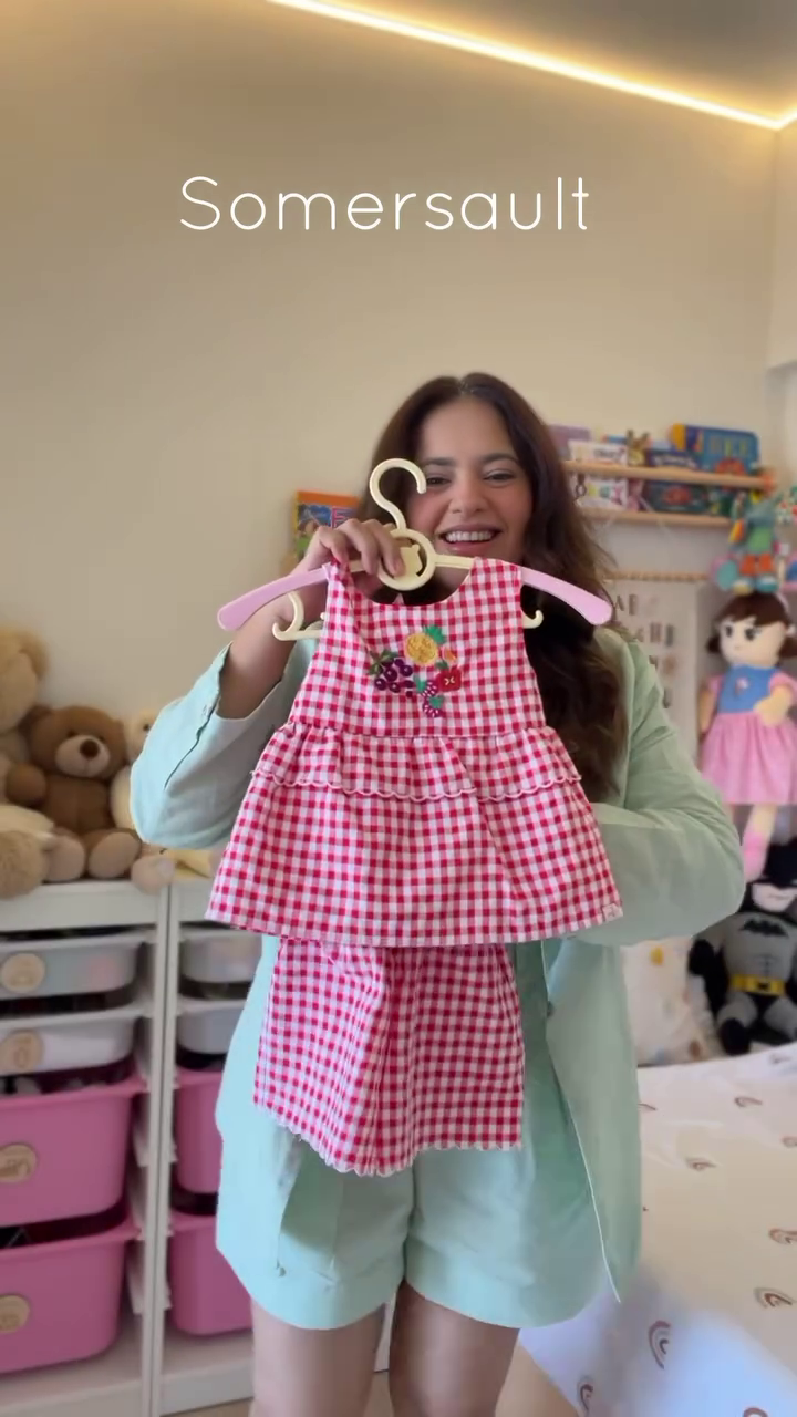 Cute Baby Check Dress Set