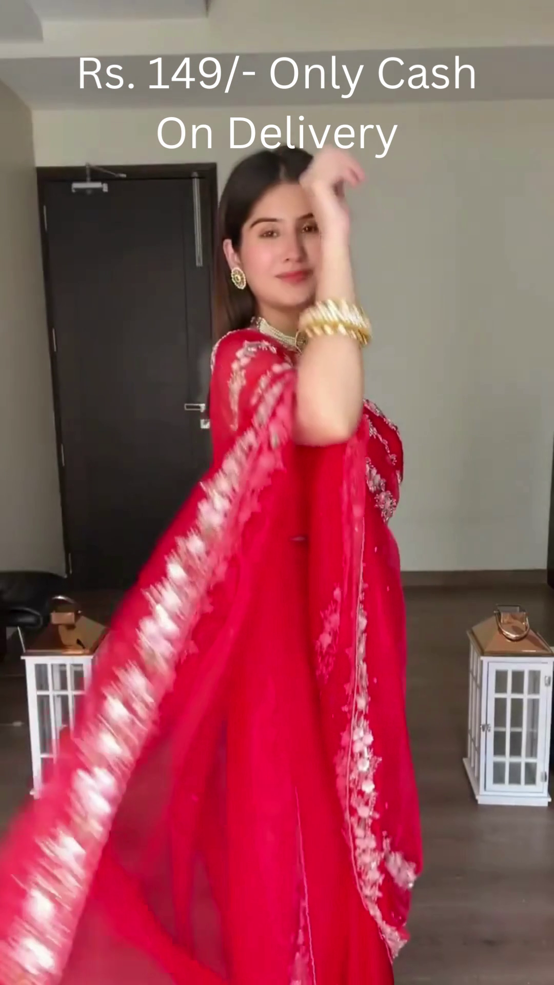 Elegant Red Party Wear Saree