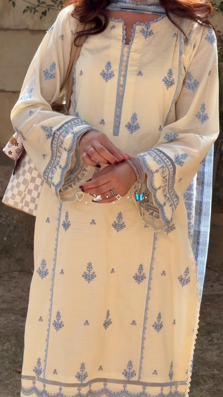 Elegant Blue Print Suit Set