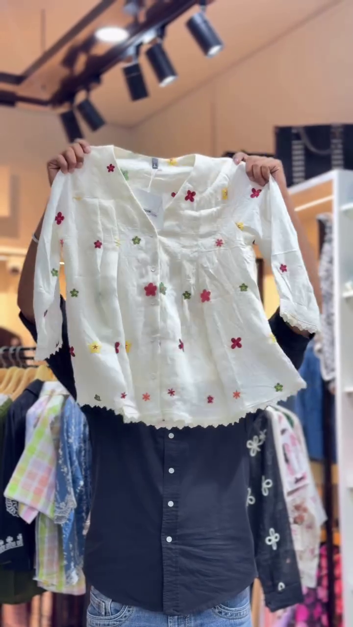 Trendy Floral White Top for Girls