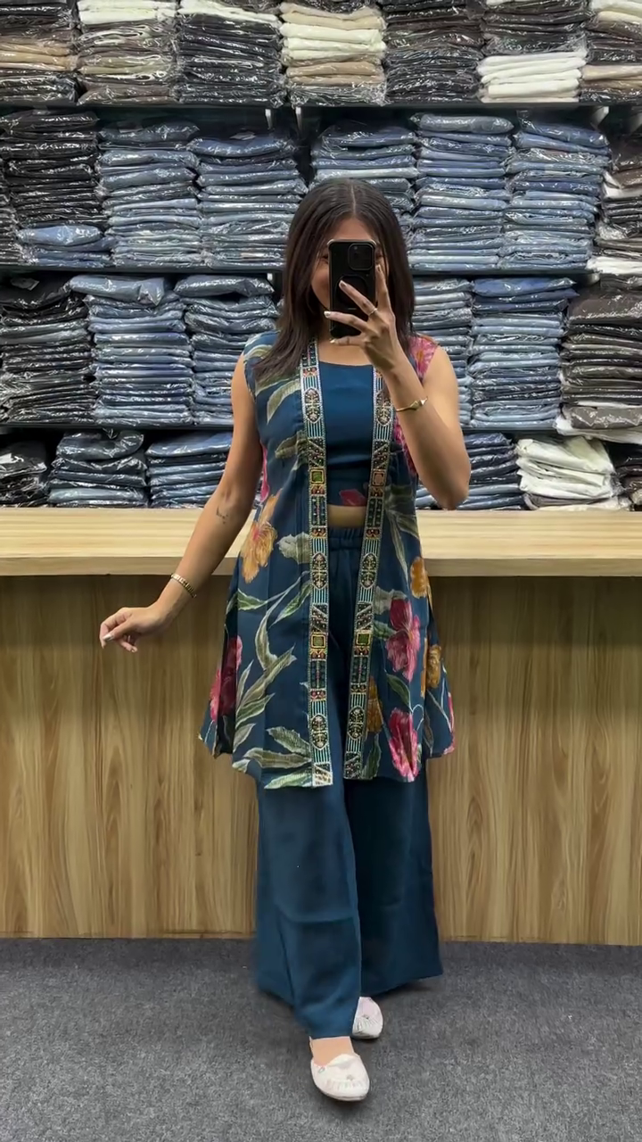 Elegant Navy Floral Co-Ord for Stylish Women