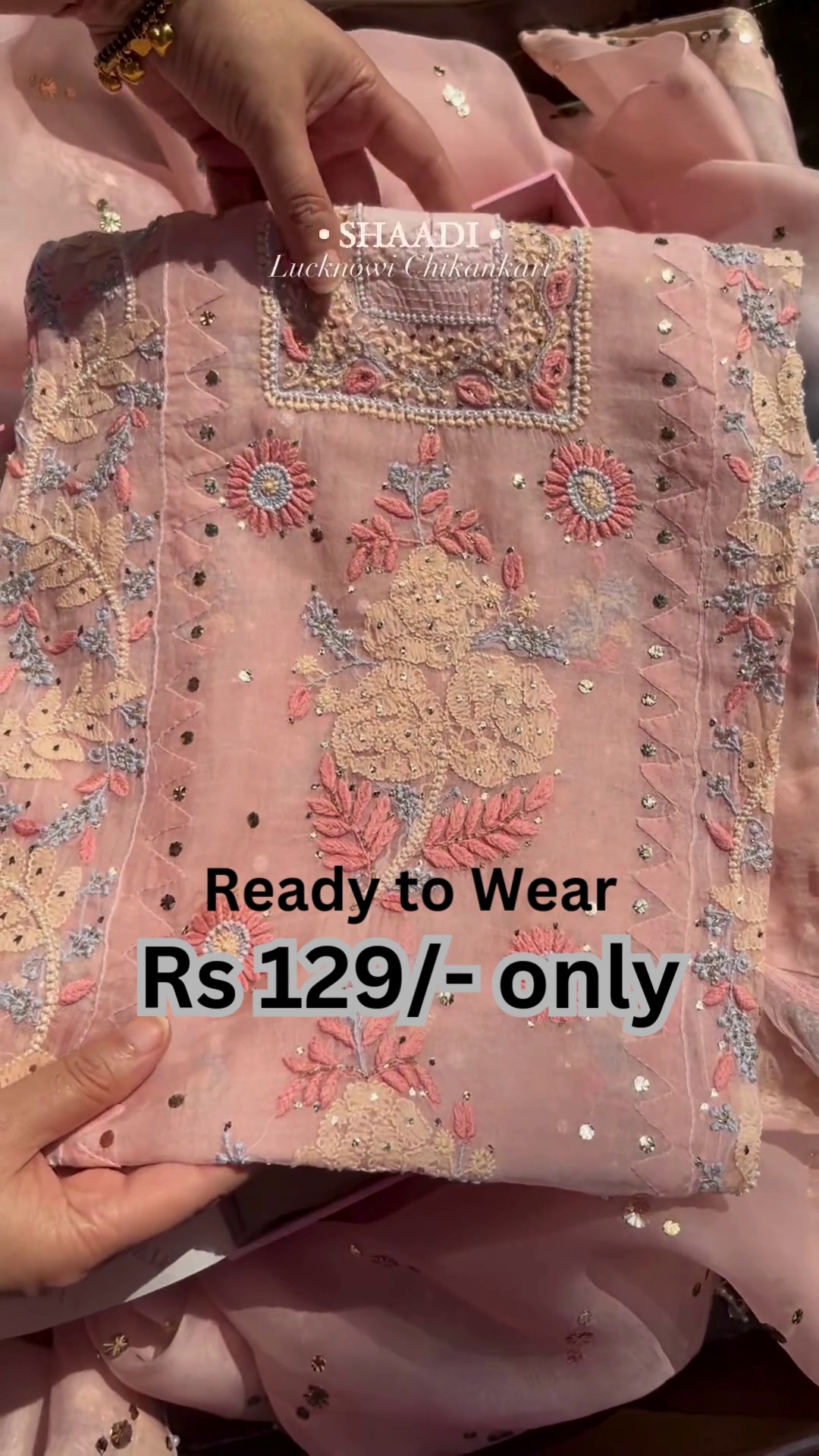 Premium Pink Chikankari Suit at Just