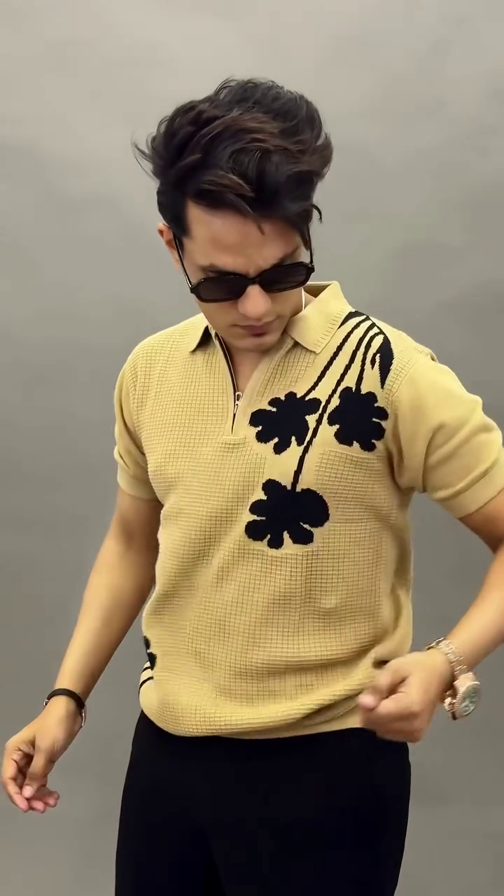 Luxury Floral Polo T-Shirt for Men