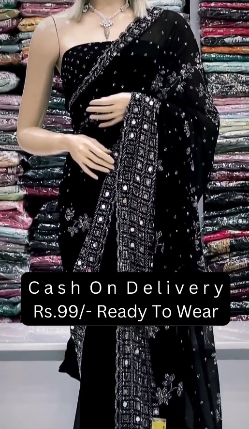 Elegant Ready-to-Wear Black Saree