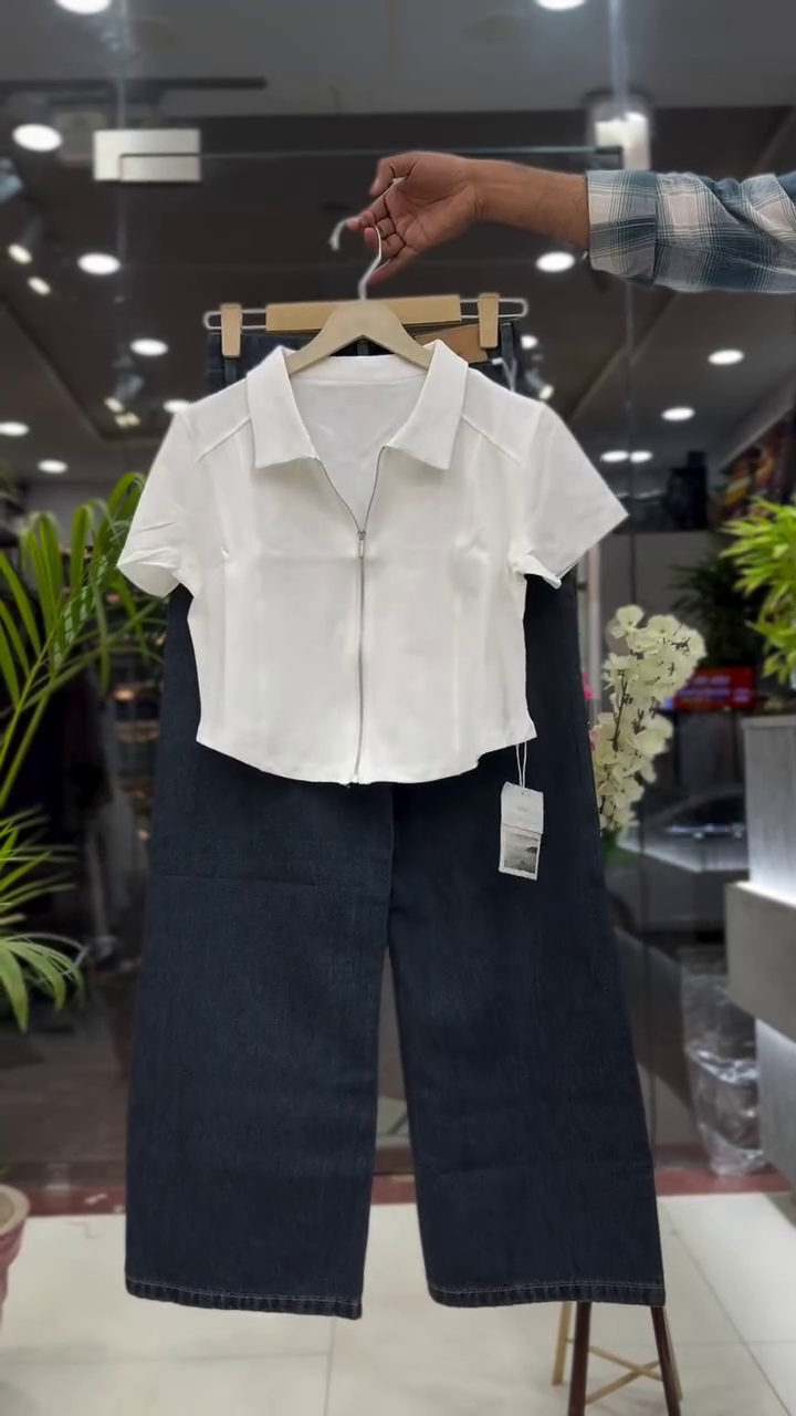 Stylish Crop Top & Denim Combo for Women