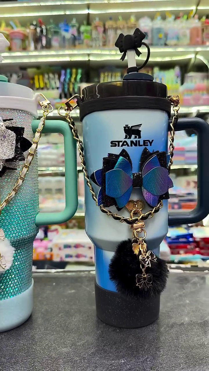 🎀 Blue Bow Stanley Tumbler – Elegant & Chic