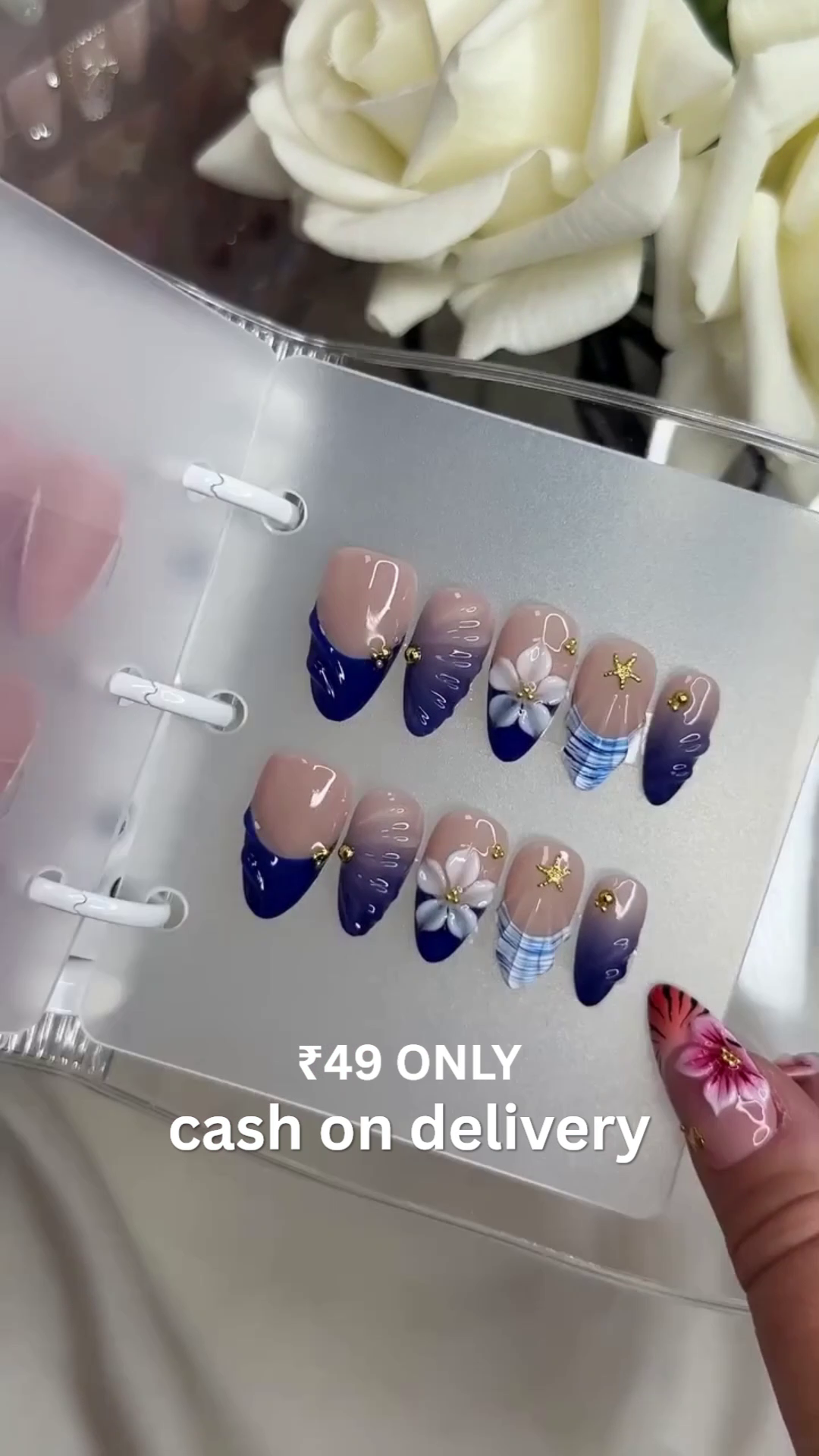🌊 Ocean Breeze Floral Nails – Summer Beauty Essential