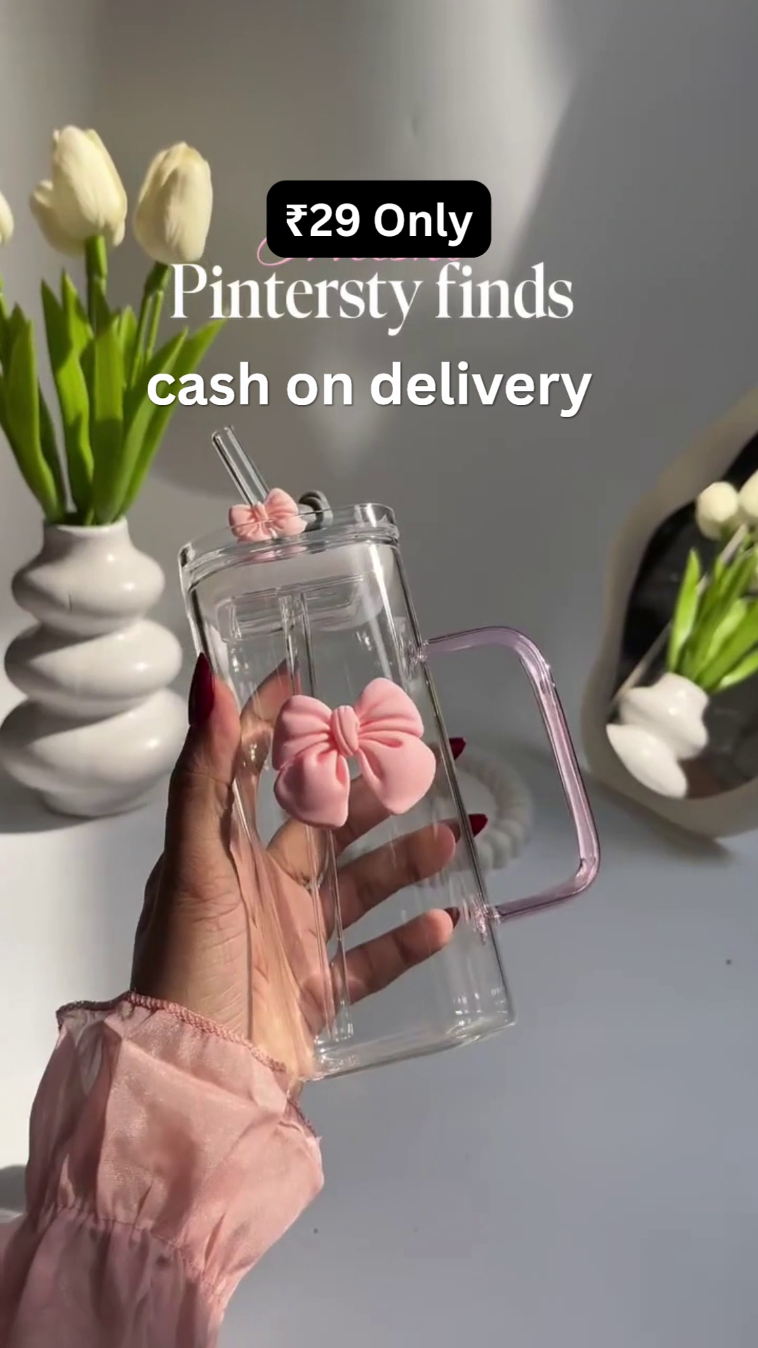 Aesthetic Bow Glass Tumbler – Pinterest Favorite