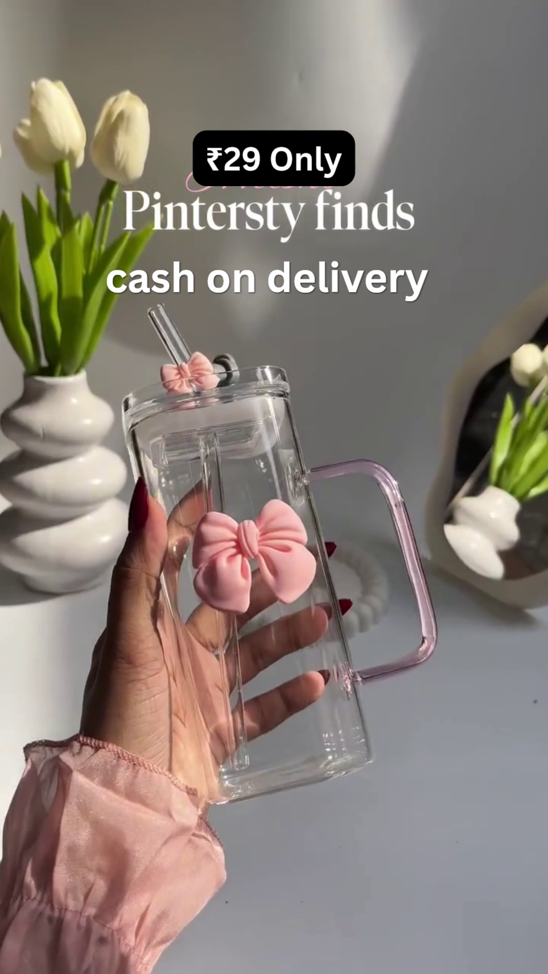 Aesthetic Bow Glass Tumbler – Pinterest Favorite
