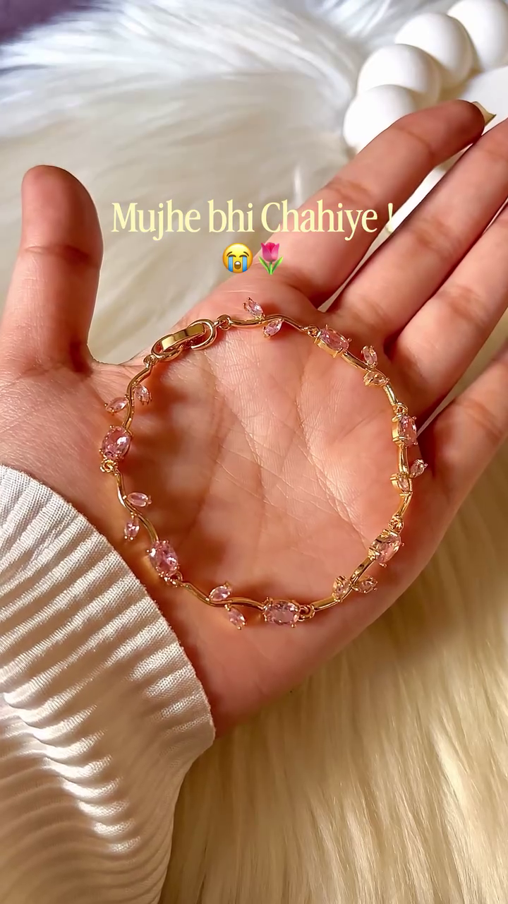 🌸 Rose Gold Pink Crystal Bracelet – Elegant Sparkle for Every Occasion