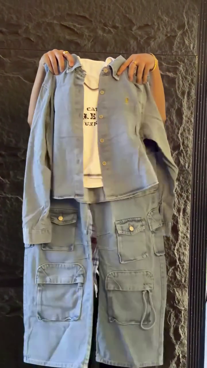 💙 Complete Denim Cargo Outfit – Smart Casual Collection