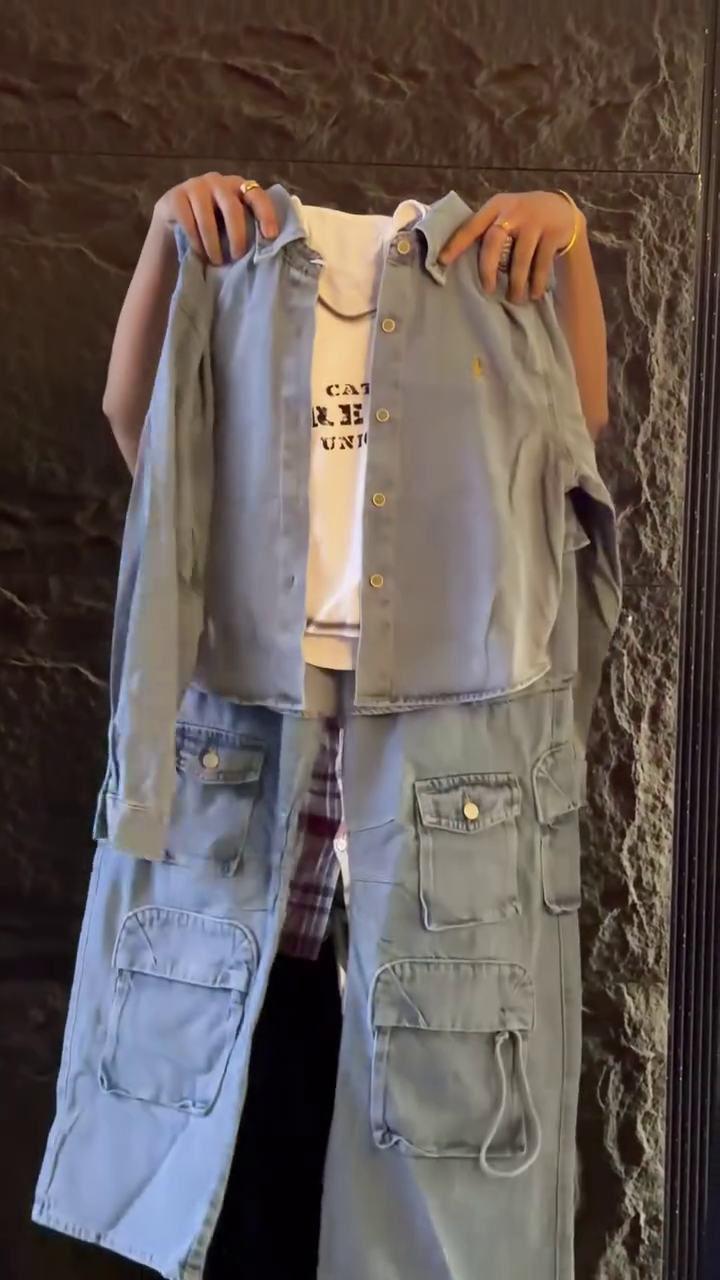 💙 Complete Denim Cargo Outfit – Smart Casual Collection