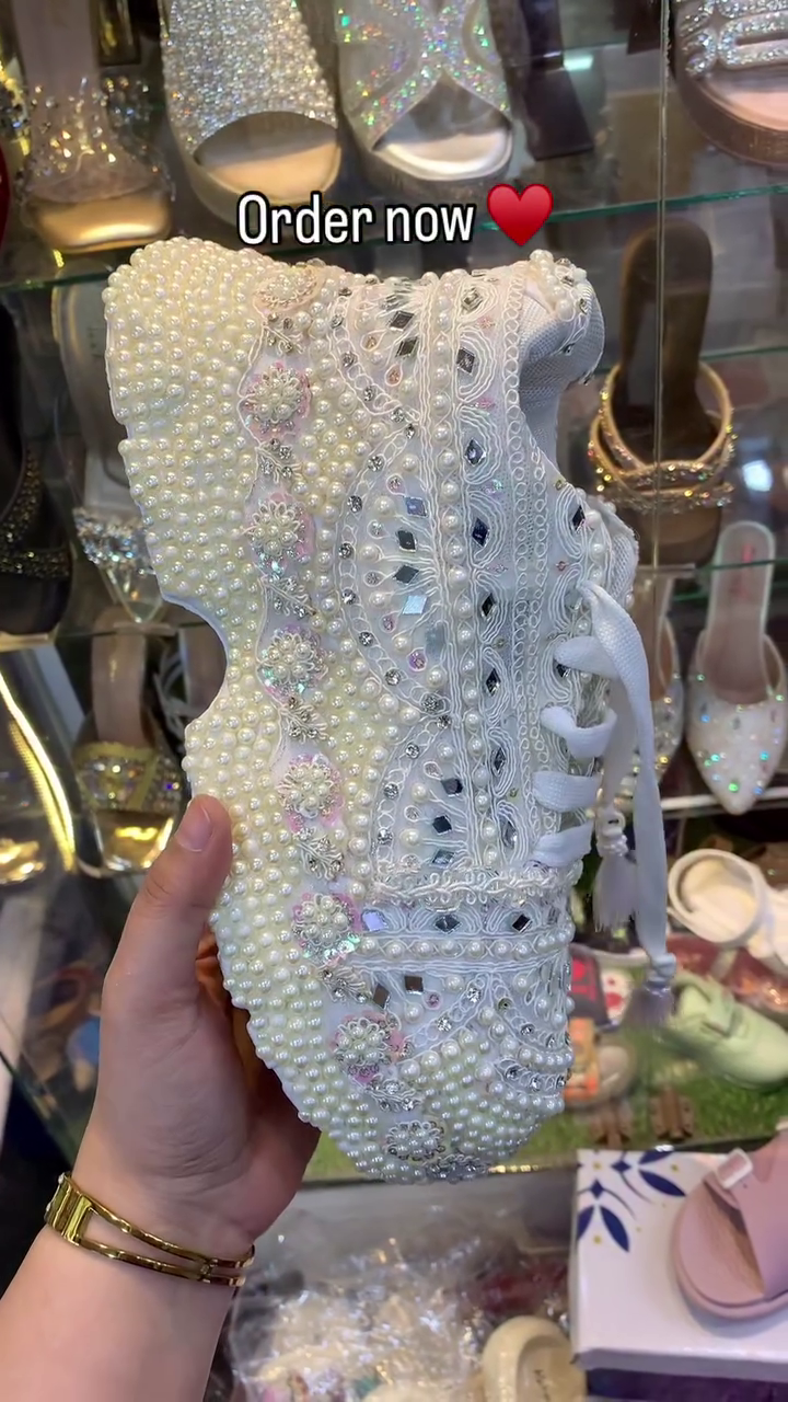 Pearl-Studded Sneakers That Make a Statement