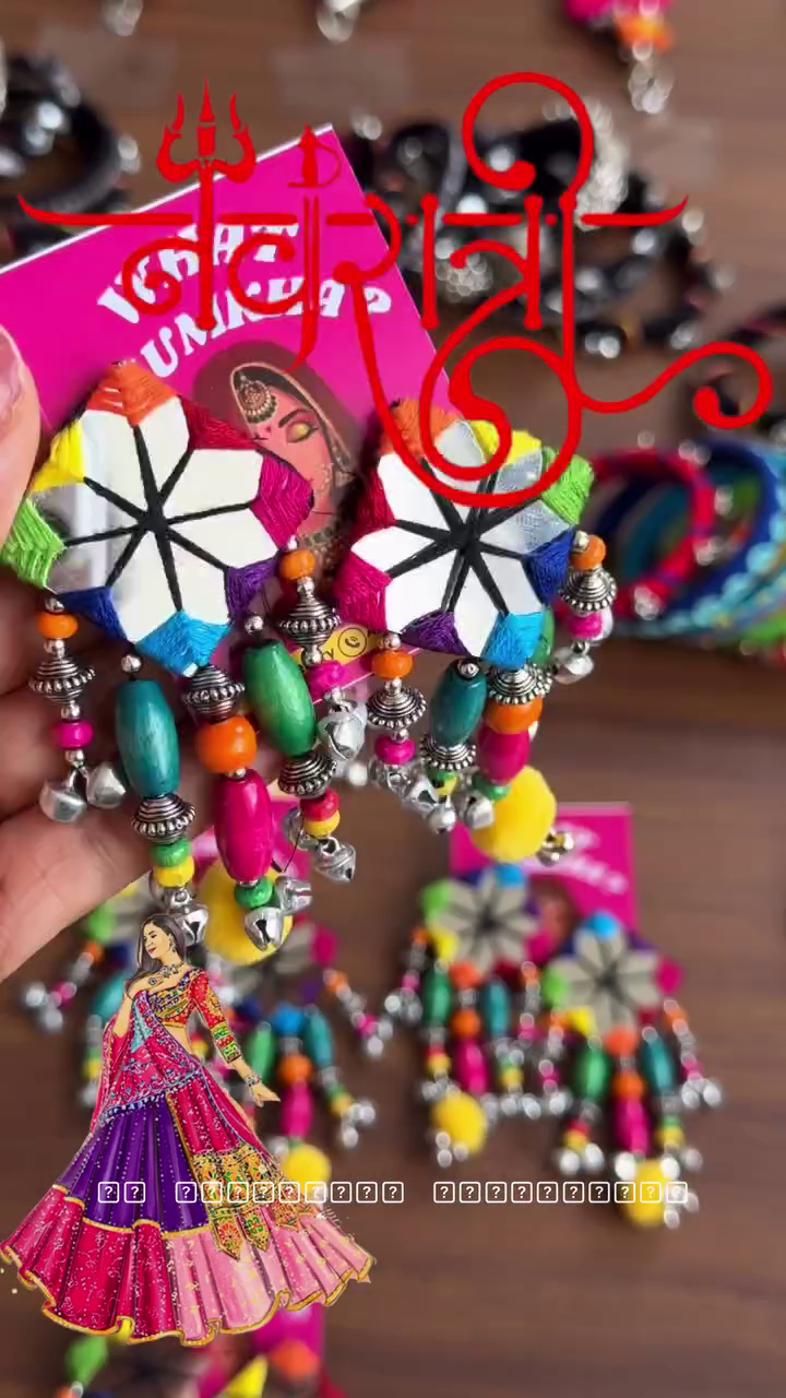 Traditional Oxidized Jhumka Earrings with Mirror Detailing
