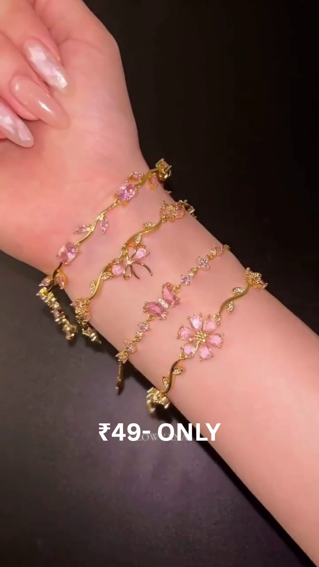 Delicate Pink Crystal Floral Bracelet for Everyday Elegance