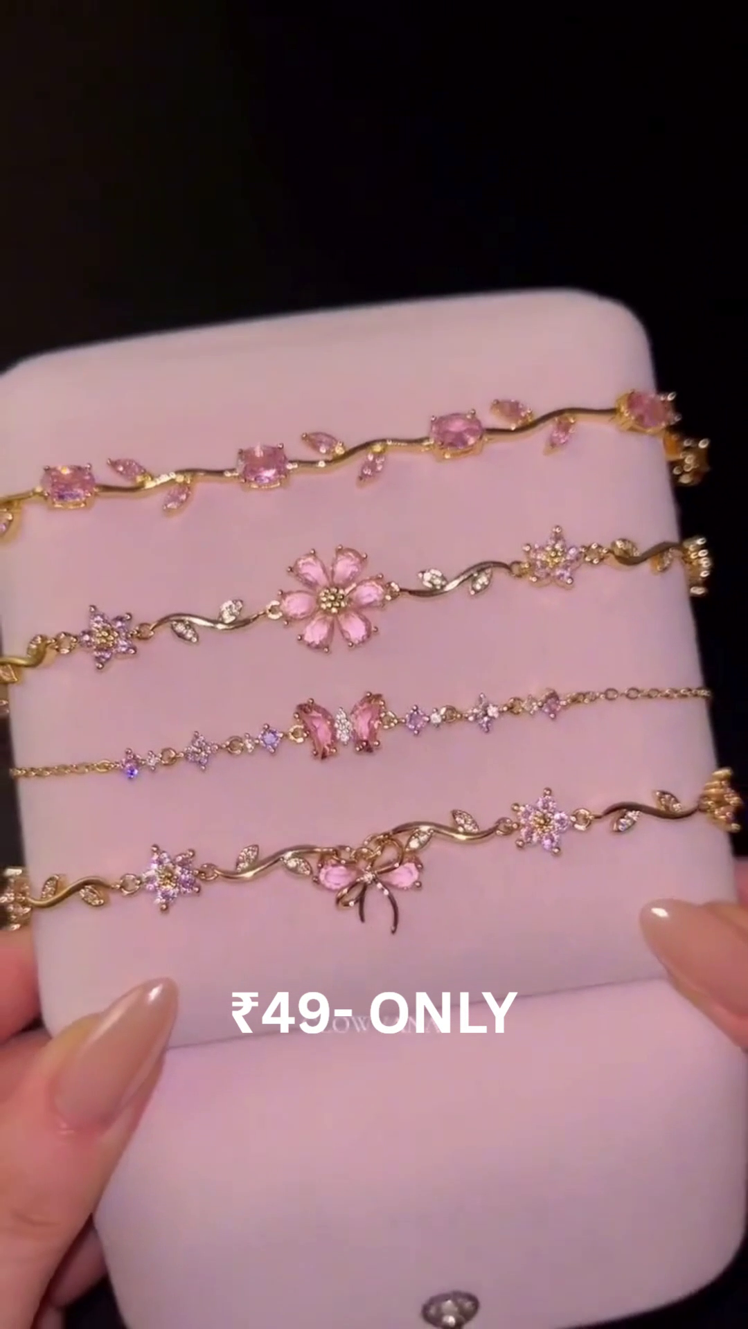 Delicate Pink Crystal Floral Bracelet for Everyday Elegance