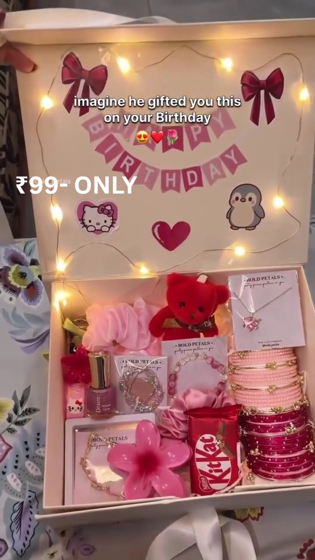 Cute Pink Birthday Gift Hamper Filled