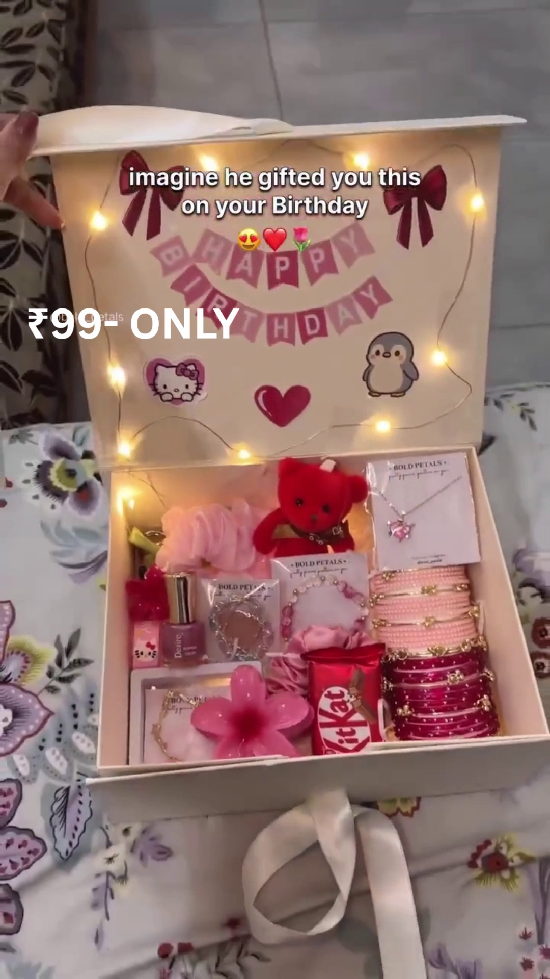 Cute Pink Birthday Gift Hamper Filled