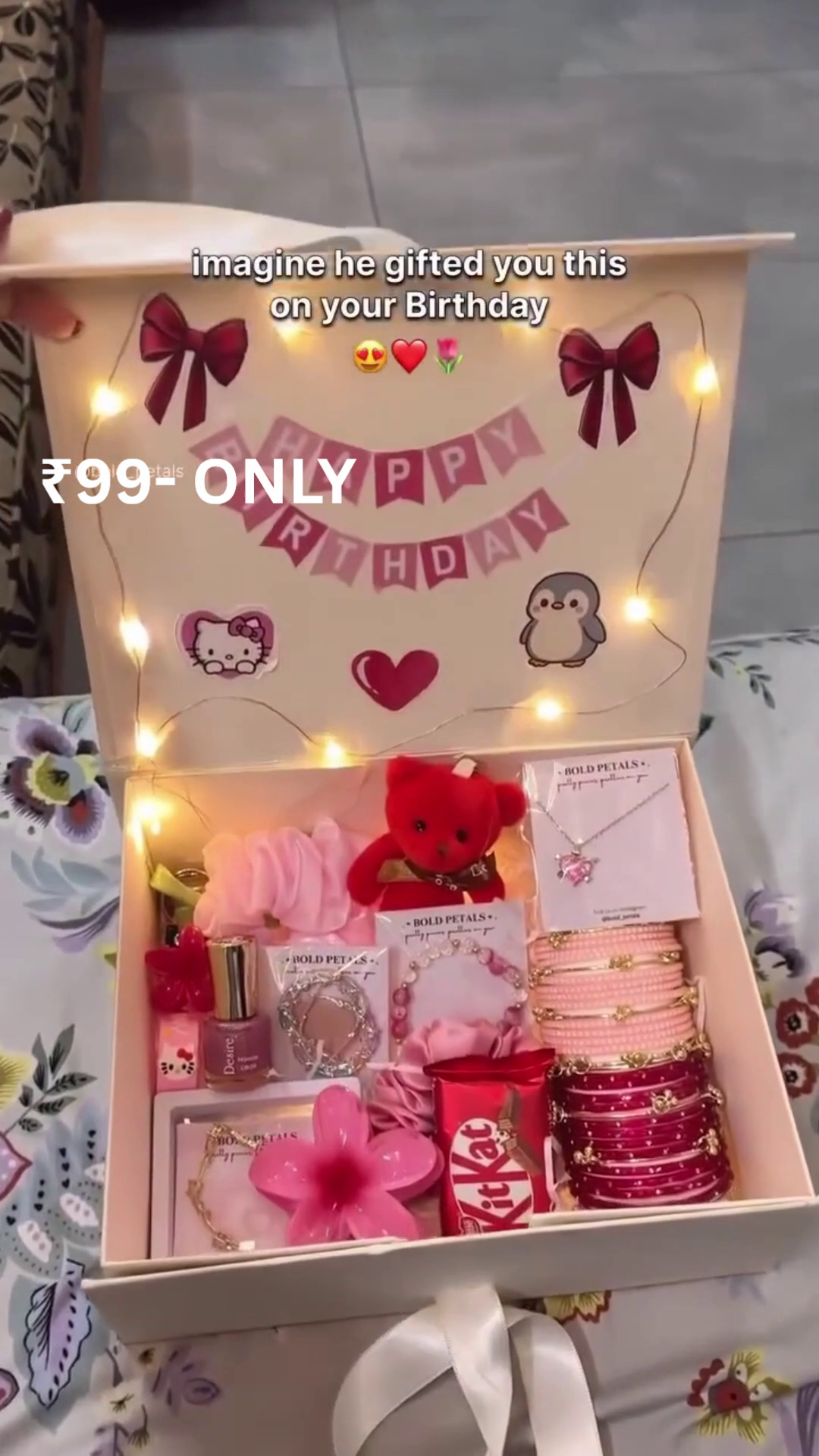 Cute Pink Birthday Gift Hamper Filled