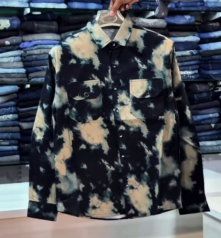 Edgy Black & Beige Tie-Dye Overshirt