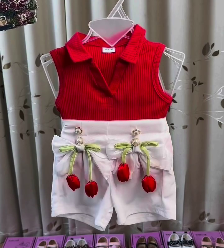 Adorable Red & White Cherry Kids Co-Ord Set