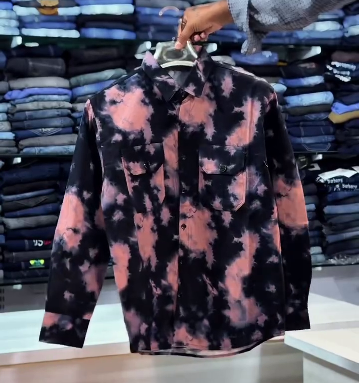 Bold Black & Beige Tie-Dye Overshirt
