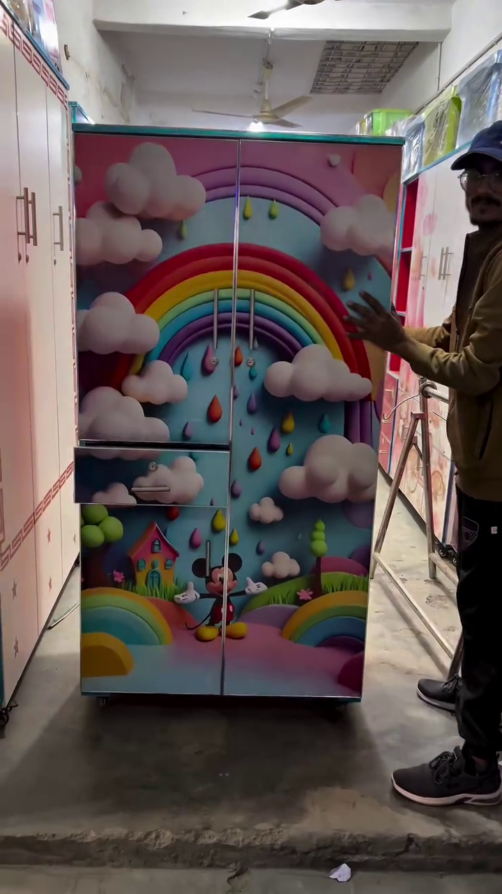 Rainbow Mickey Kids Storage Cabinet – Colorful & Spacious Organizer